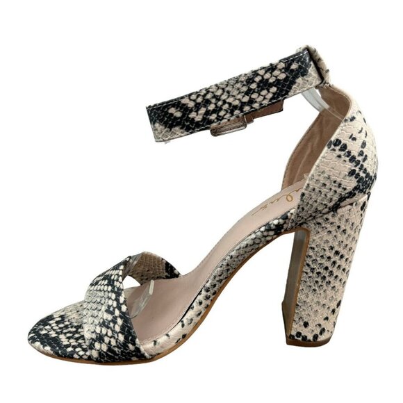 Lulu's NEW! Snakeprint Single Band Chunky Heel Sandal w Ankle Strap Women's Sz 8 - Picture 6 of 12